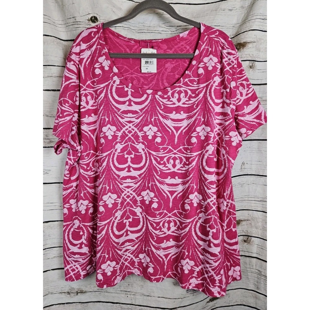 Fresh Produce Pink Riviera Knit Top Tunic 3X 100% Cotton NEW